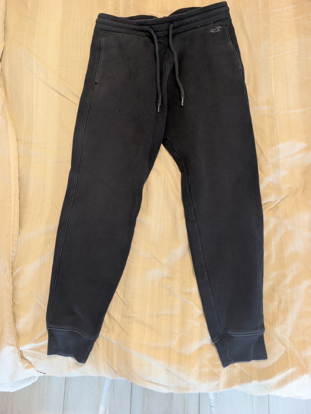 Hollister Joggers Fleece Sweatpants Drawstring Pants Black Medium